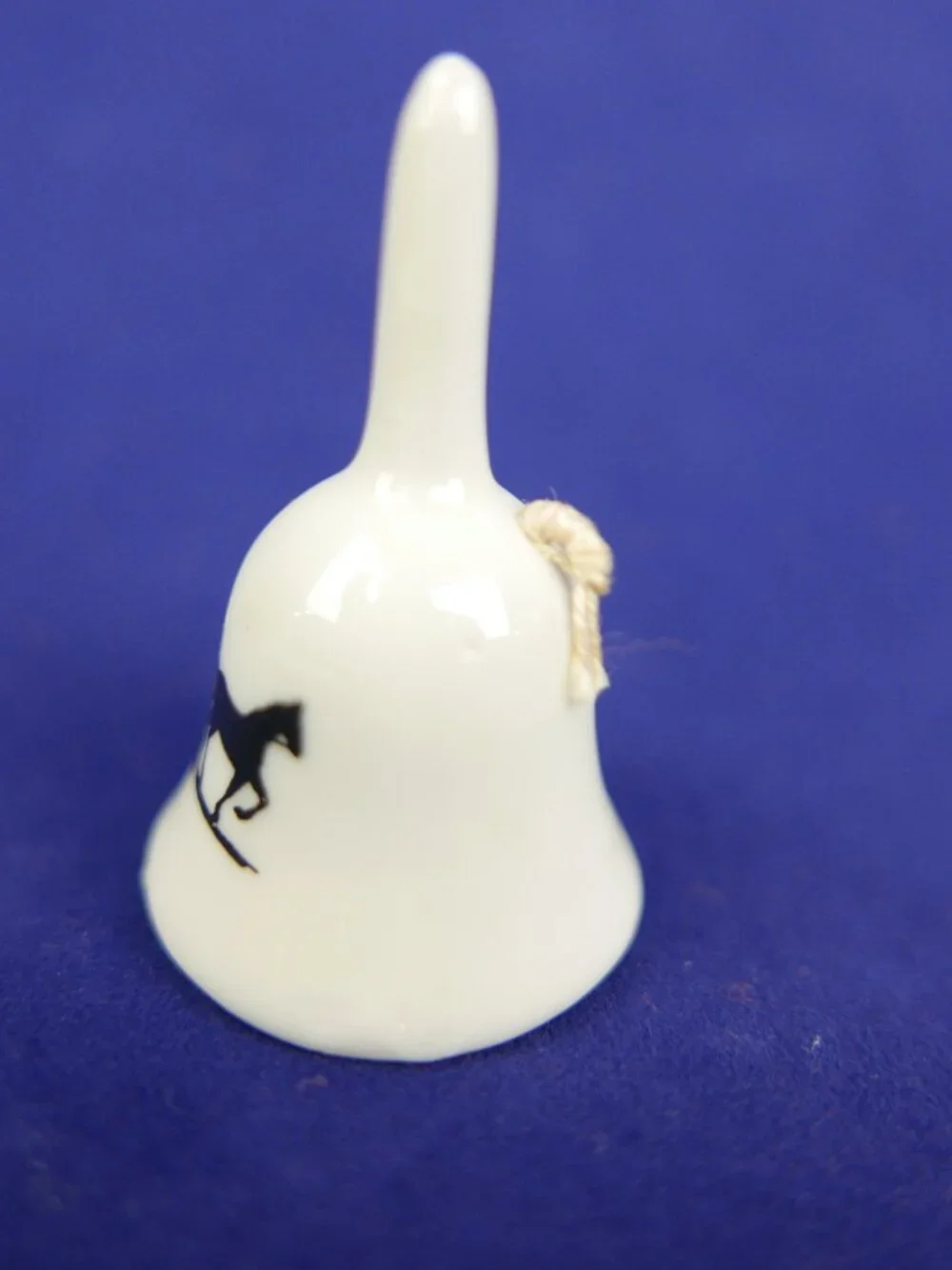 Vintage Amish Country Miniature Ceramic Souvenir Bell Horse & Buggy Silhouette